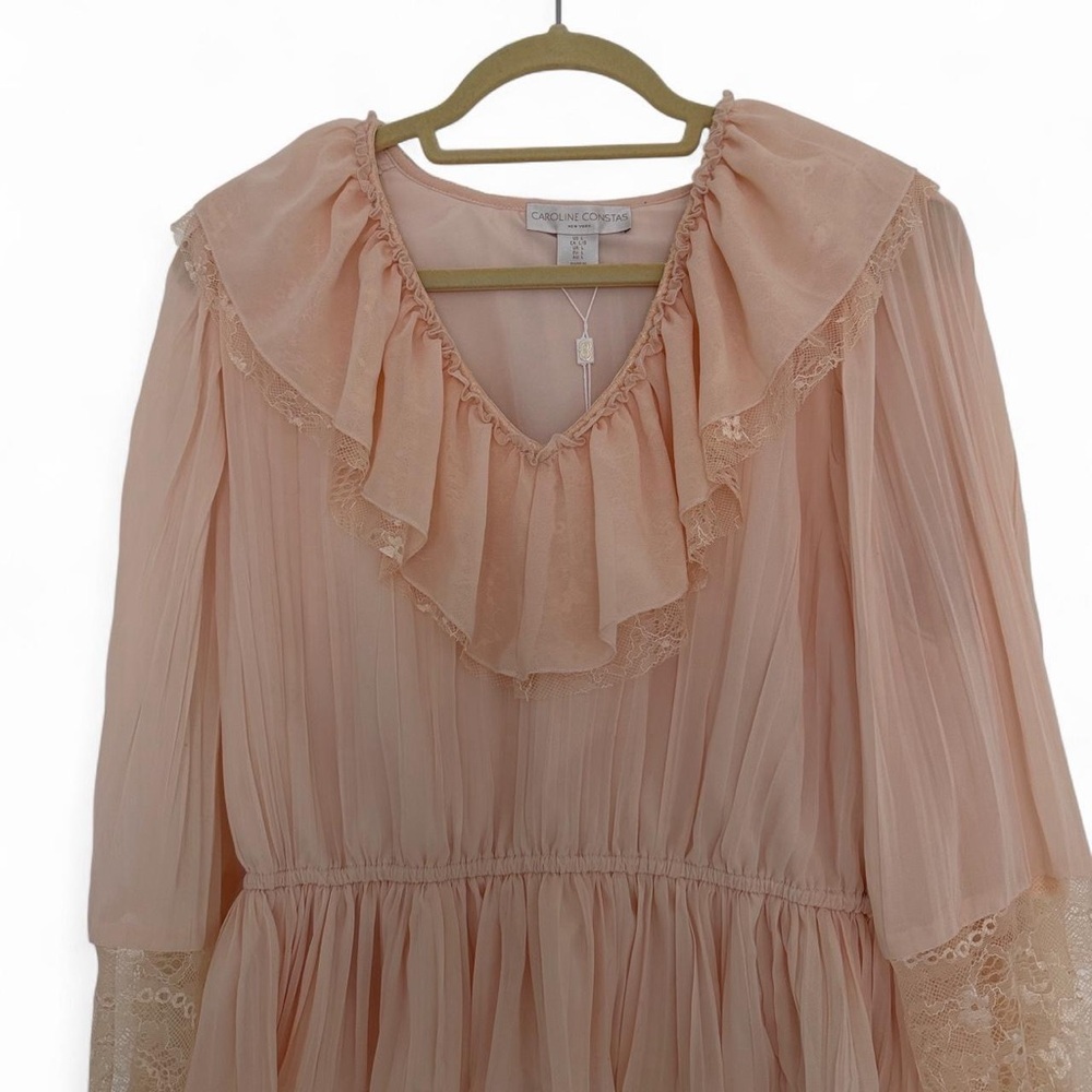 Caroline Constas Peach Cream Ruffle Lace Blouse L NWT - Picture 3 of 10